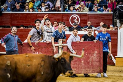 Los jóvenes sortearon a la vaquilla con soltura