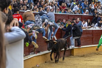 Los jóvenes sortearon a la vaquilla con soltura