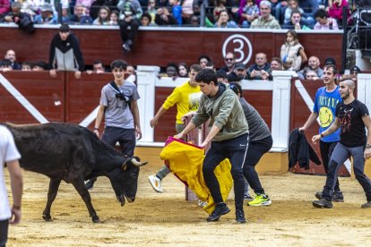 Los jóvenes sortearon a la vaquilla con soltura