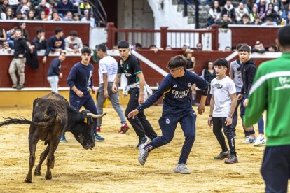 Los jóvenes sortearon a la vaquilla con soltura