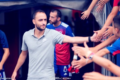 El entrenador del Langreo, Pablo Acebal, durante un partido de esta temporada.