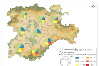 Tamaño de los dormideros según las provincias.