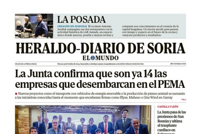 Portada de Heraldo Diario de Soria del 25 de octubre de 2024.