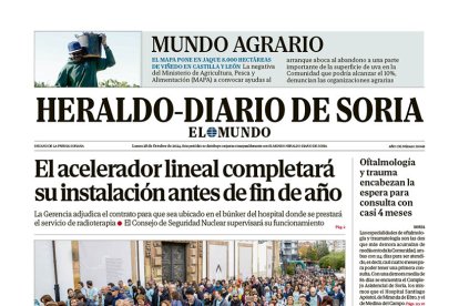 Portada de Heraldo Diario de Soria del 28 de octubre de 2024.