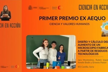 Premio para tres exalumnos del IES Castilla de Soria en un concurso sobre ciencia.