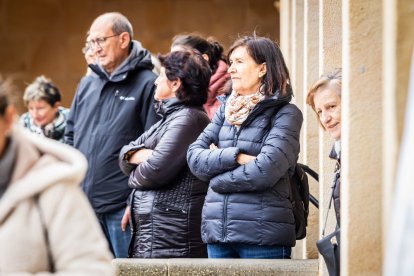 Alumnos del CEIP Infantes de Lara durante su actividad en la Plaza Mayor