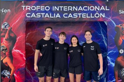 Los cuatro representantes del Club Acuático Soriano que participaron en la competición internacional de Castellón.
