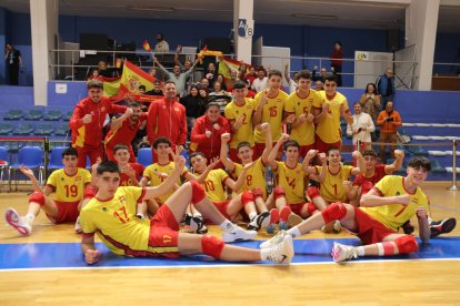 El equipo español Sub-16 con los sorianos Chamarro, Martín y Maján.