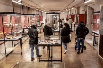 Un grupo de visitantes del Museo Numantino.