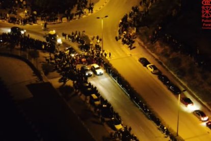 Detalle de las imágenes captadas por un dron de la Policía Foral de Navarra que sobrevoló las carreras ilegales en Tudela.