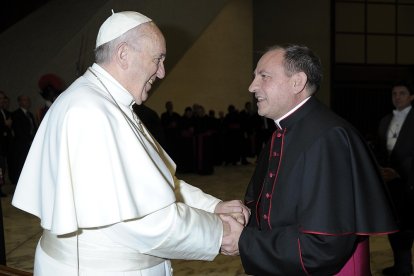 El Papa y el obispo de Soria, Abilio Martínez.