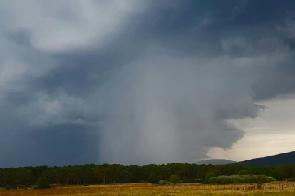 Tormenta en la comarca de Pinares Burgos-Soria en la tarde de este jueves.