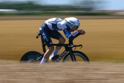 Iván Romeo en la contrarreloj del Tour de Francia en la que acabó en el puesto séptimo.