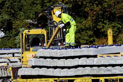 Trabajador de Adif en plena faena.