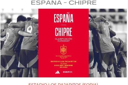 Cartel del España-Chipre que se jugará en septiembre en Los Pajaritos.