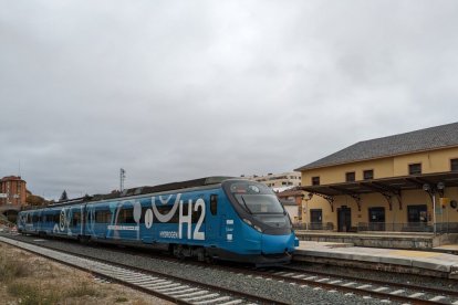 Tren de hidrógeno en pruebas en la estación de Soria en una imagen de archivo.