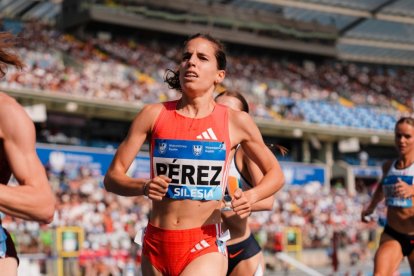 Marta Pérez, durante la cita de la Diamond League celebrada en Polonia.