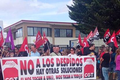 Trabajadores en la protesta de la fábrica de ZF de Ólvega