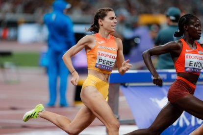 Marta Pérez en la primera de las series clasificatorias del Mundial de Tokio.