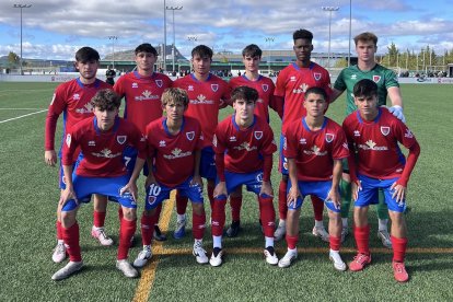 Once del Numancia juvenil en el partido frente al Santa Marta.