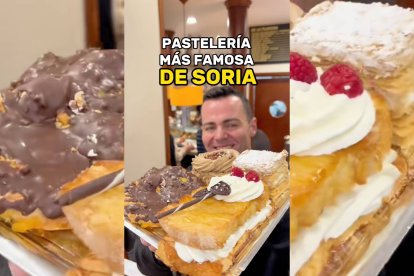 Un cliente muestra con orgullo la bandeja de dulces XL de Mantequerías York, con su famosa costrada, pasteles de hojaldre y creaciones virales como los New York Rolls.