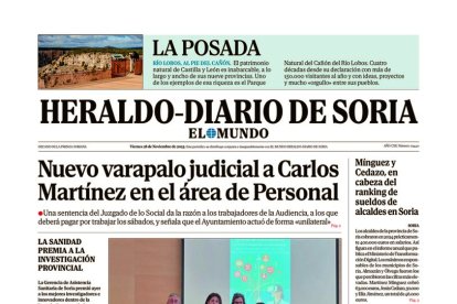 Portada de Heraldo-Diario de Soria del 28 de noviembre de 2025.