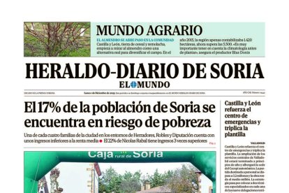 Portada de Heraldo-Diario de Soria del 1 de diciembre de 2025.