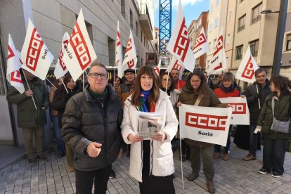 Manifestación de CCOO ante los datos de siniestralidad laboral en Soria.
