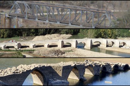 Puente del ferrocarril en Soria, puente en Langa y puente romano de Vinuesa.