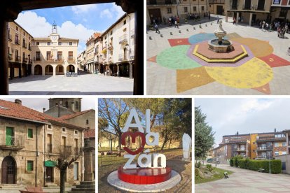 Collage con detalles de algunos de los mejores pueblos de Soria para vivir en familia sugeridos por la IA de Google.