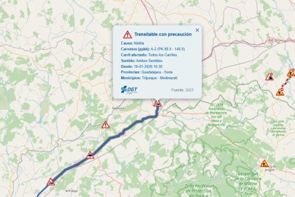 Aviso de la DGT activado a las 10.30 horas.