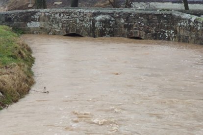 Puente en Soria los ojos a punto de cubrirlos el agua.