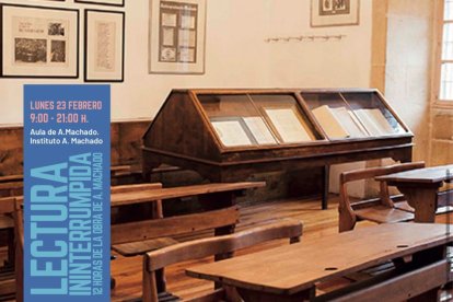 Detalle del cartel anunciador de la lectura ininterrumpida en el Instituto Antonio Machado.