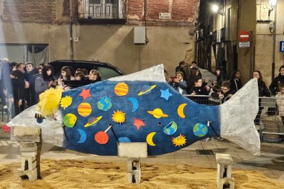 La sardinadel carnaval de El Burgo de Osma, momentos antes de pasar a mejor vida.