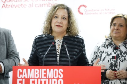 La presidenta de los socialistas europeos, Iratxe García, en el acto de hoy con el PSOE de Soria.