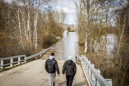 Carretera que une Garray y Tardesillas inundada en una foto de archivo.