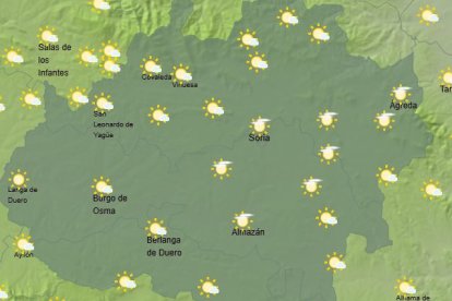 Estado del cielo en Soria este sábado 4 de abril en la franja de las 15 horas.