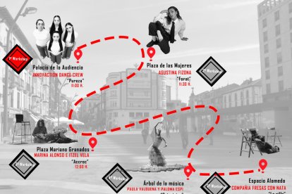 Mapa con las ubicaciones donde se desarrollarán los espectáculos de danza.