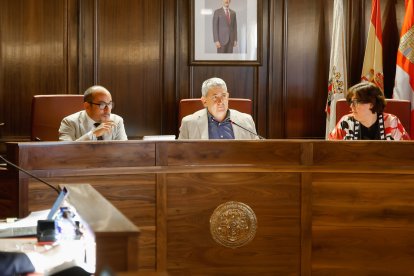 Luis Rey, Javier Antón y Ana Alegre durante el Pleno.