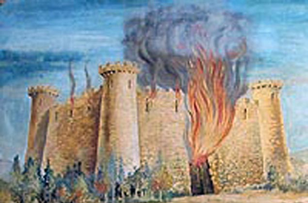 Mural de la quema del Castillo.-HDS