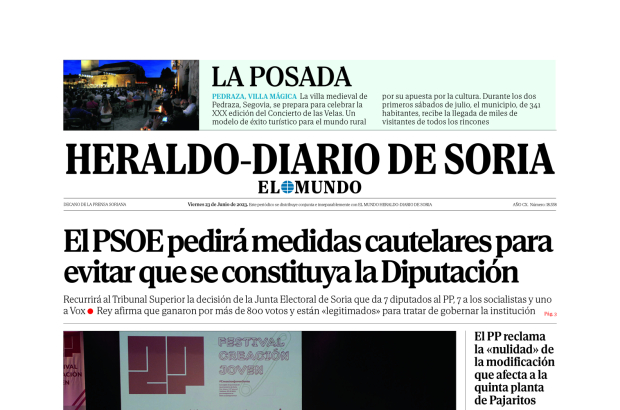 Portada de Heraldo-Diario de Soria del 23 de junio de 2023