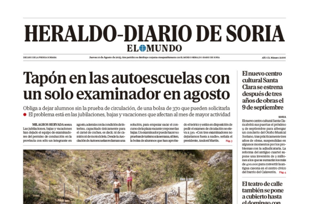 Portada de Heraldo-Diario de Soria de 10 de agosto de 2023.