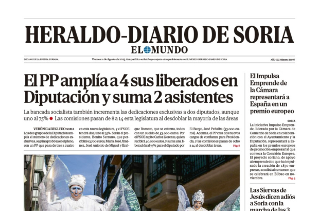Portada de Heraldo-Diario de Soria de 11 de agosto de 2023.