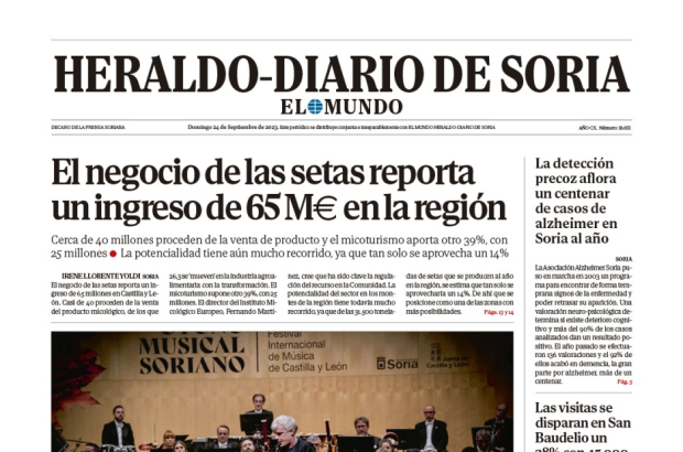 Portada de Heraldo-Diario de Soria de 24 de septiembre de 2023.