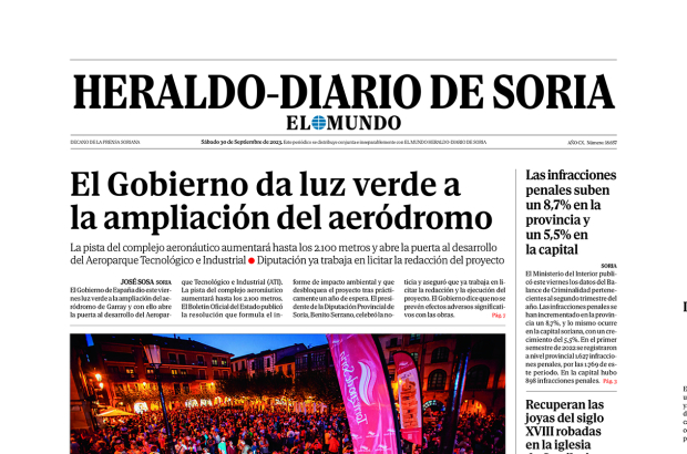 Portada de Heraldo-Diario de Soria del 30 de septiembre de 2023.