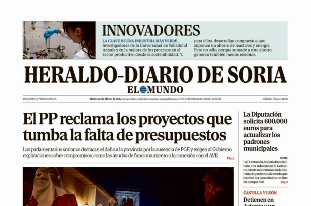 Portada de Heraldo-Diario de Soria de 26 de marzo de 2024.