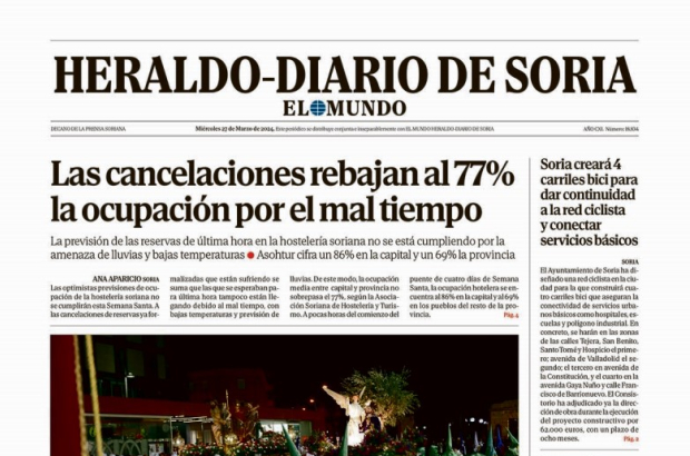 Portada de Heraldo-Diario de Soria de 27 de marzo de 2024.