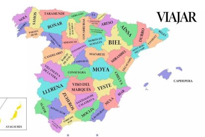 Mapa de los pueblos más infravalorados por provincias.