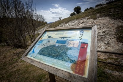 Cartel informativo en la ruta de las icnitas