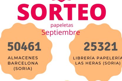 Números agraciados en el sorteo ordinario de septiembre. HDS